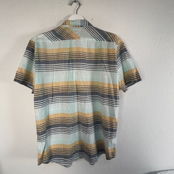 Levi's Men XL Short-Sleeve Button-Up Plaid Shirt 100% Cotton Blue/Yellow Pockets - Picture 2 of 8